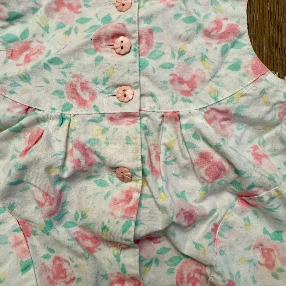 Mine Alone Floral Pastel Toddler Cotton Vintage 80s Romper With Pockets, 4T, EUC